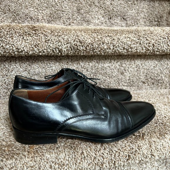 a.testoni Men\'s Black Leather Oxfords Dress Shoes. main image 7